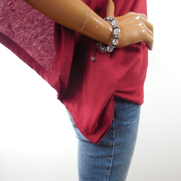 MEA Top XL NWT Kimono Shirt Red Short Sleeves Stretch Relaxed Boxy Fit - Picture 4 of 8